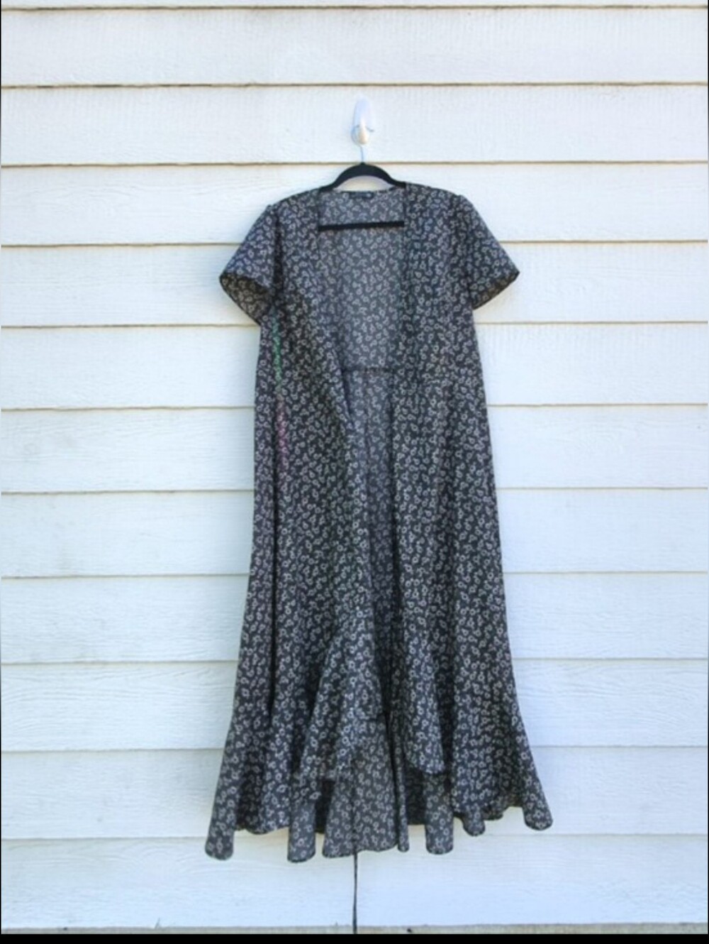 Pretty Garden Black Floral Wrap Maxi Dress
